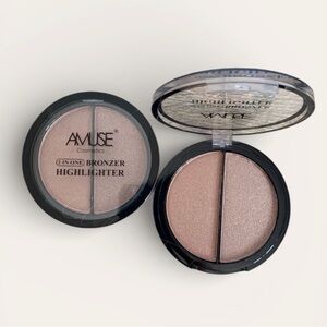 🔴NWT Amuse Cosmetics 2-in-1 Bronzer & Highlighter Duo Brown & Light Brown